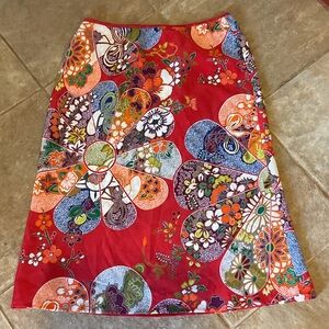 Von Mozart Red Floral Skirt size large